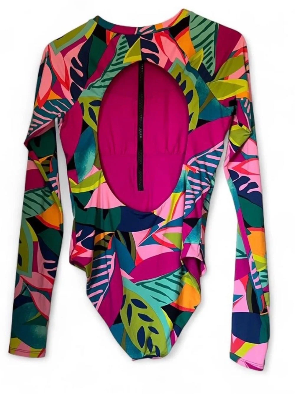 Trina Turk Rainforest Long Sleeve Paddle One-Piece Swimsuit
